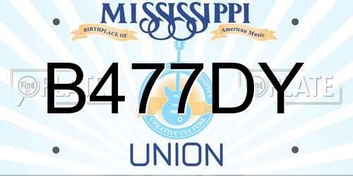 B477DY Mississippi License Plate