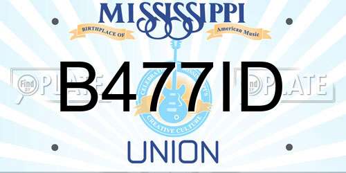 B477ID Mississippi License Plate