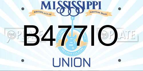 B477IO Mississippi License Plate