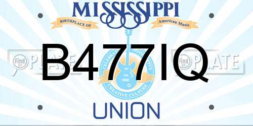 B477IQ Mississippi License Plate