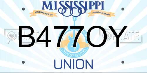B477OY Mississippi License Plate