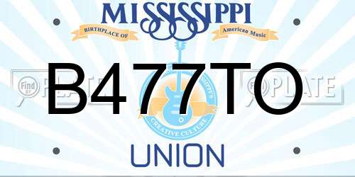 B477TO Mississippi License Plate