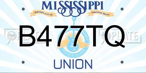 B477TQ Mississippi License Plate