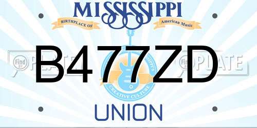 B477ZD Mississippi License Plate