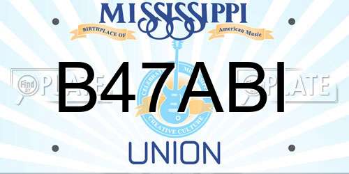 B47ABI Mississippi License Plate