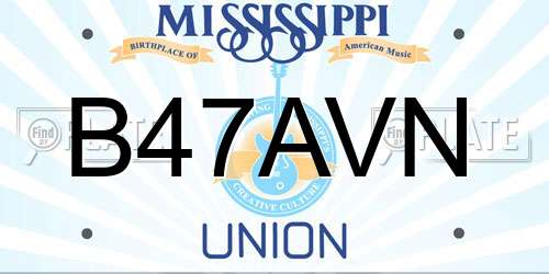 B47AVN Mississippi License Plate