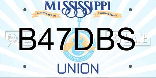 B47DBS Mississippi License Plate