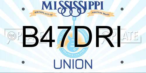 B47DRI Mississippi License Plate