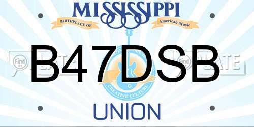B47DSB Mississippi License Plate