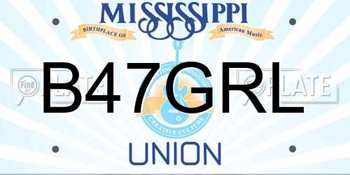 B47GRL Mississippi License Plate