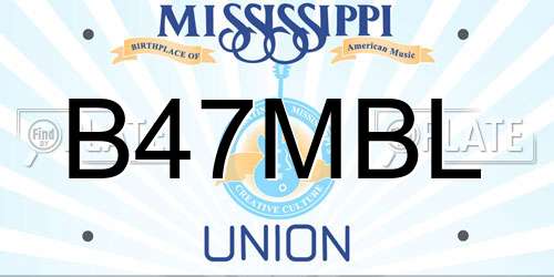 B47MBL Mississippi License Plate