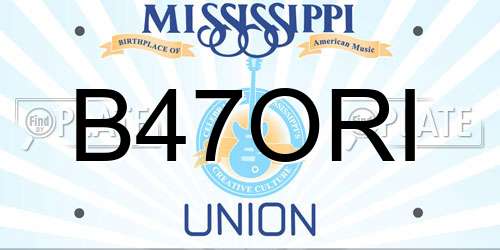 B47ORI Mississippi License Plate