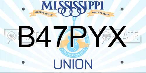 B47PYX Mississippi License Plate