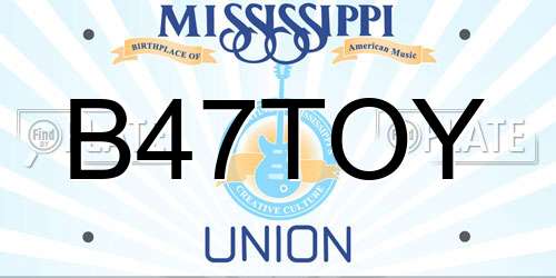 B47TOY Mississippi License Plate