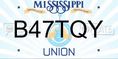 B47TQY Mississippi License Plate