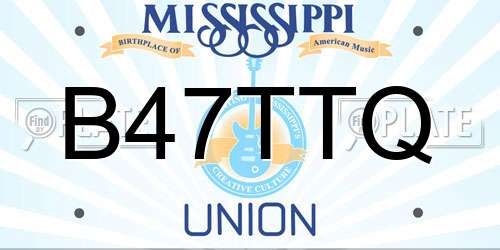 B47TTQ Mississippi License Plate
