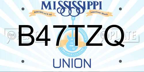 B47TZQ Mississippi License Plate