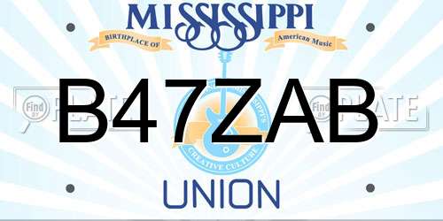 B47ZAB Mississippi License Plate