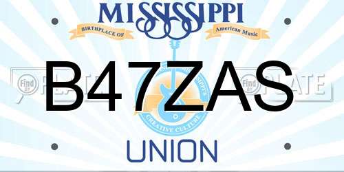 B47ZAS Mississippi License Plate