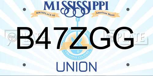 B47ZGG Mississippi License Plate