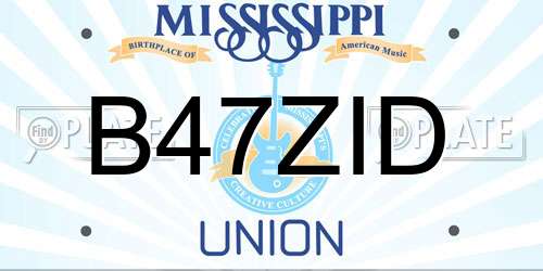 B47ZID Mississippi License Plate