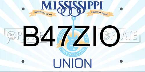 B47ZIO Mississippi License Plate