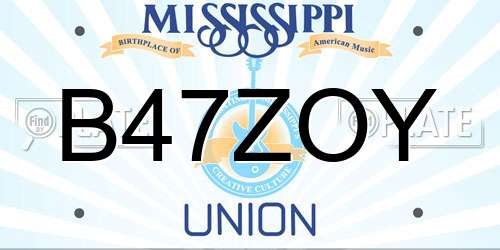 B47ZOY Mississippi License Plate