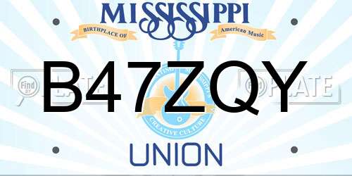 B47ZQY Mississippi License Plate