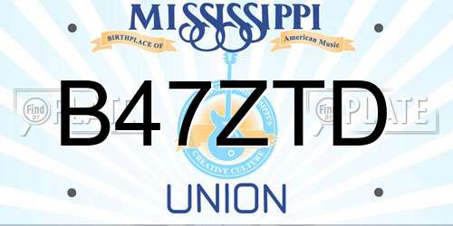 B47ZTD Mississippi License Plate