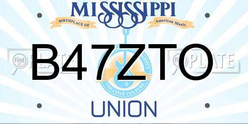 B47ZTO Mississippi License Plate