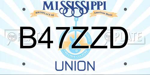B47ZZD Mississippi License Plate