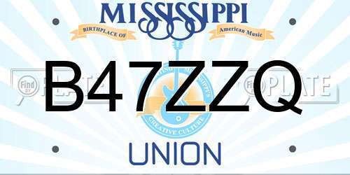 B47ZZQ Mississippi License Plate