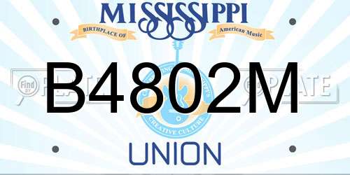 B4802M Mississippi License Plate