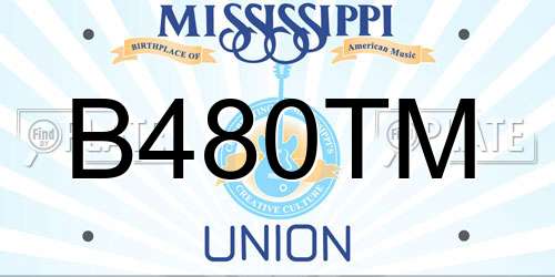 B480TM Mississippi License Plate