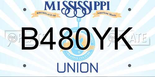 B480YK Mississippi License Plate