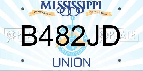 B482JD Mississippi License Plate