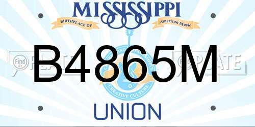 B4865M Mississippi License Plate