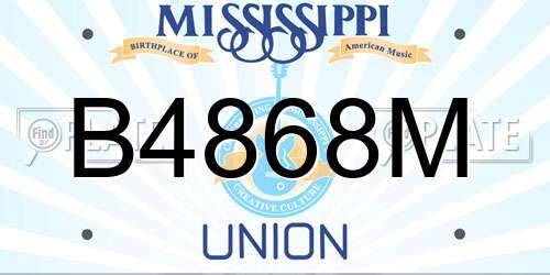 B4868M Mississippi License Plate