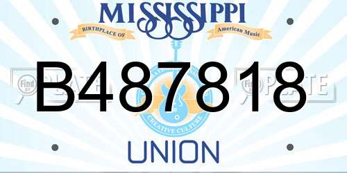 B487818 Mississippi License Plate