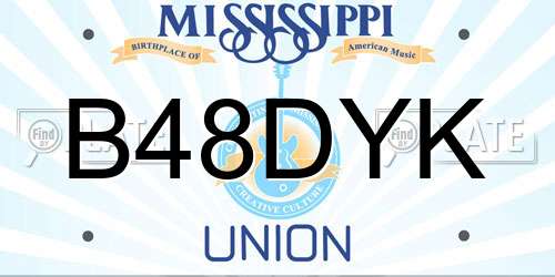 B48DYK Mississippi License Plate