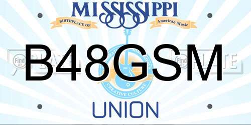 B48GSM Mississippi License Plate