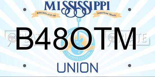 B48OTM Mississippi License Plate