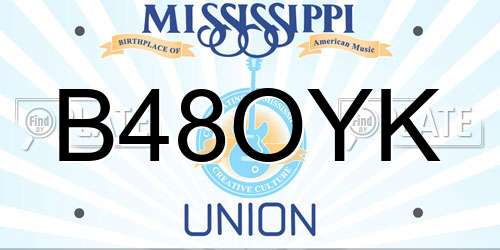 B48OYK Mississippi License Plate