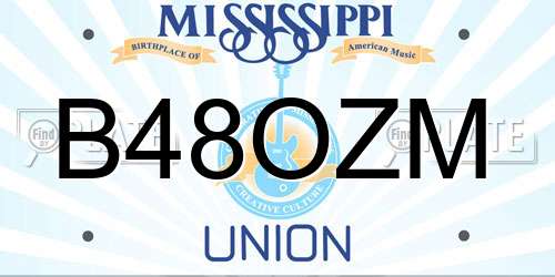 B48OZM Mississippi License Plate