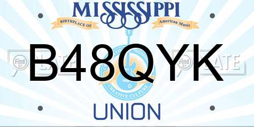 B48QYK Mississippi License Plate