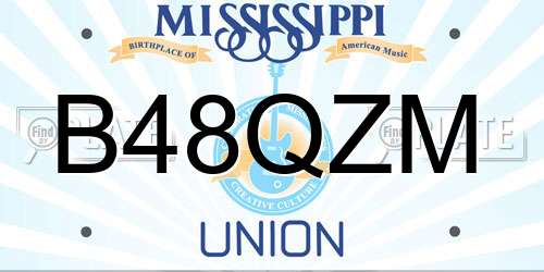 B48QZM Mississippi License Plate