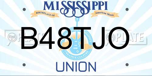 B48TJO Mississippi License Plate