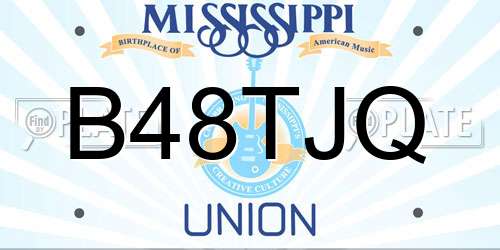 B48TJQ Mississippi License Plate