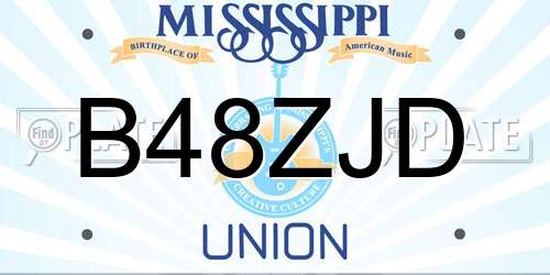 B48ZJD Mississippi License Plate