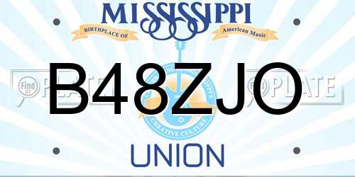 B48ZJO Mississippi License Plate